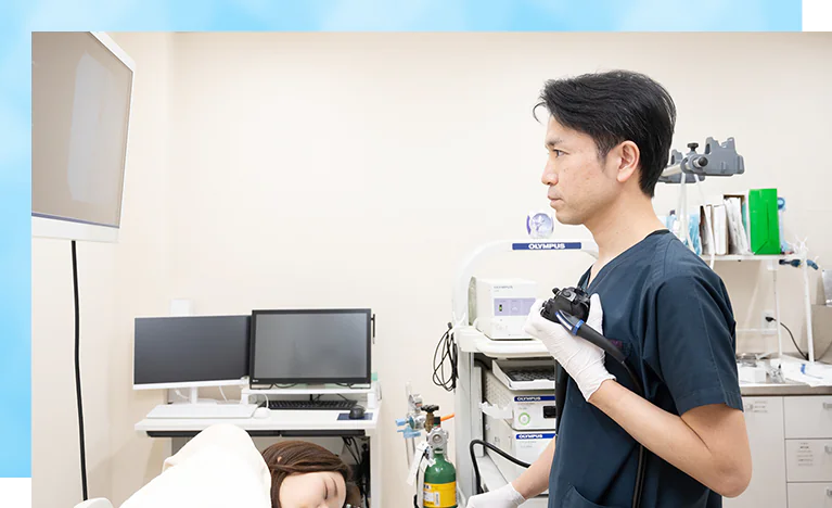神戸大学消化器内科の内視鏡専門医とともに、より精度の高い内視鏡検査を（非常勤医師として検査を一部担当していただいています）
